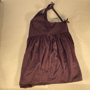 White by Vera Wang Bridesmaid Dress Purple Satin Bow Straps Size 18